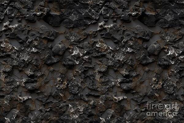 Black volcanic rock boulder stone texture Wall Mural
