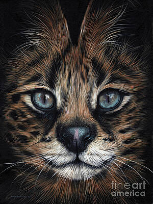 Serval 5\u201d x 7\u201d high-quality archival matte print serval kitten butterfly digital art