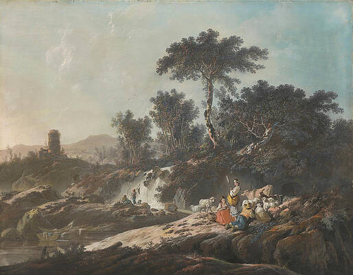 Shepherds Resting by a Stream Print by Jean-Baptiste Pillement