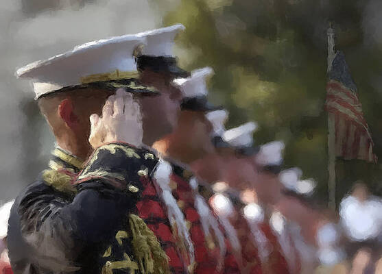 Wall Art - Painting - Soldiers Saluting a Hero #1 by Gary Arnold