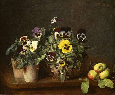 Wall Art - Drawing - Still Life with Pansies  art by Henri FantinLatour French