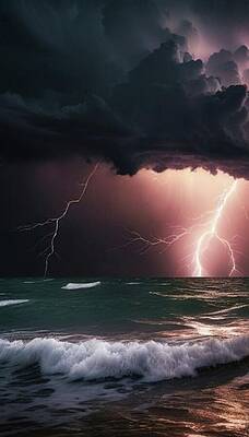 Wall Art - Digital Art - Stormy Sea #1 by Ally White