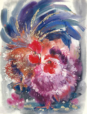 Wall Art - Painting - Sun Birds 4 #1 by Tatyana Ponomareva