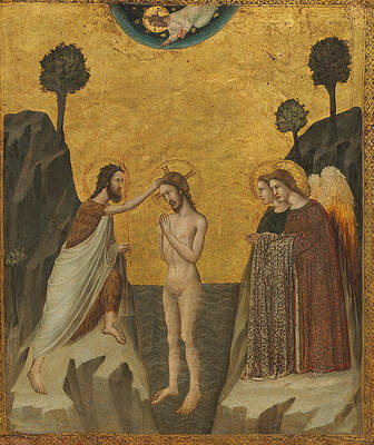 The Baptism of Christ Print by Giovanni Baronzio