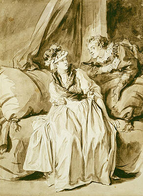 The Letter or The Spanish Conversation Print by Jean-Honore Fragonard