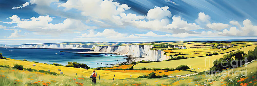 Wall Art - Painting - The White Cliffs of Dover Kent United Kingdom  by Asar Studios #1 by Celestial Images