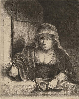 The Woman with the Pear Print by Ferdinand Bol