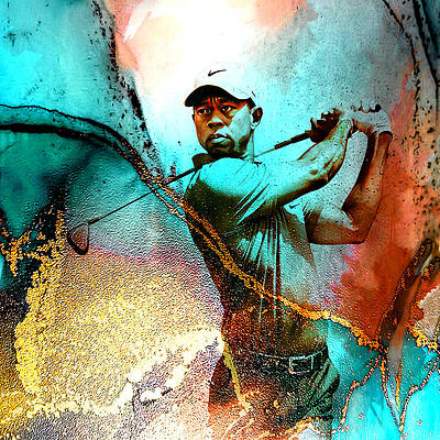 Wall Art - Painting - Tiger Woods Passion 01 #1 by Miki De Goodaboom