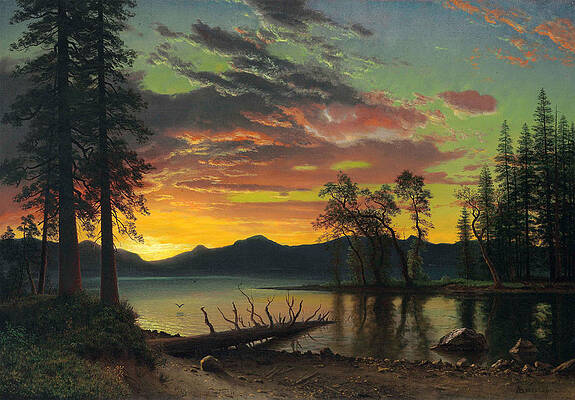 Twilight, Lake Tahoe Print by Albert Bierstadt