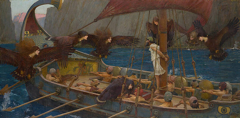 Wall Art - Painting - Ulysses and the Sirens, from 1891 by John William Waterhouse