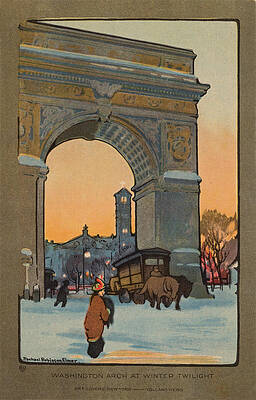 Washington Arch At Winter Twilight Print by Rachael Robinson Elmer