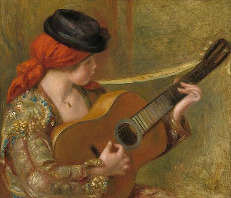 Young Spanish Woman with a Guitar Print by Pierre-Auguste Renoir
