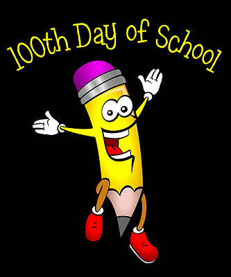 Wall Art - Digital Art - 100 Days of School by Flippin Sweet Gear