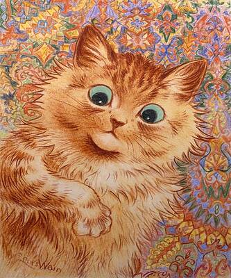 Home Sweet Home, Louis Wain Cat Art Print by eye4designs