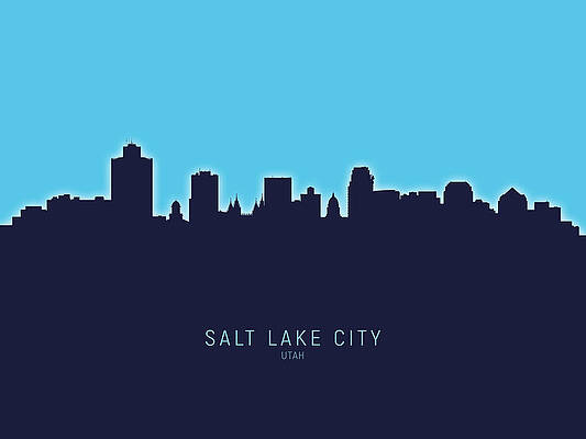 Wall Art - Digital Art - Salt Lake City Utah Skyline #15 by Michael Tompsett