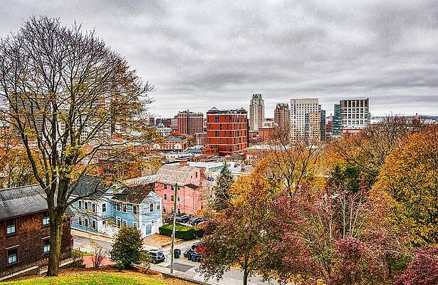 Providence rhode island skyline on a cloudy gloomy day by ALEX GRICHENKO Providence rhode island skyline on a cloudy gloomy day by ALEX GRICHENKO