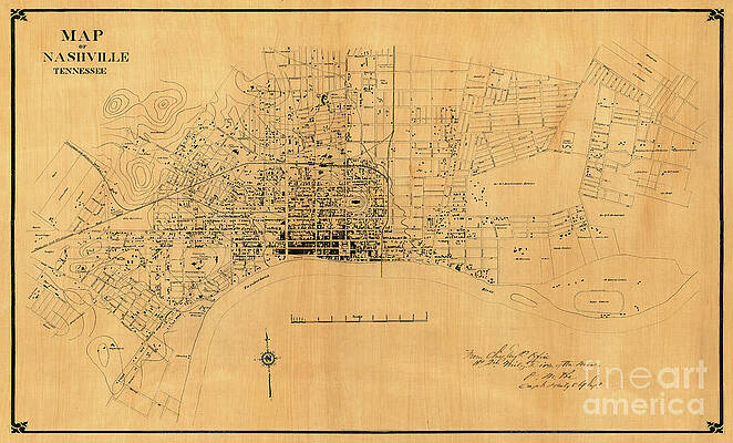 Wall Art - Photograph - 1860 Map of Nashville TN by Jon Neidert