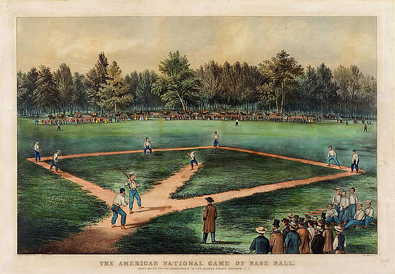 Wall Art - Mixed Media - 1866 Elysian Fields Base Ball Art by Row One Brand