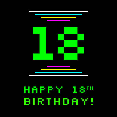 [ Thumbnail: 18th Birthday - Nerdy Geeky Pixelated 8-Bit Computing Graphics Inspired Look Women's T-Shirt ]