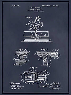 Wall Art - Drawing - 1904 Riding Gallery Patent Print Blackboard by Greg Edwards