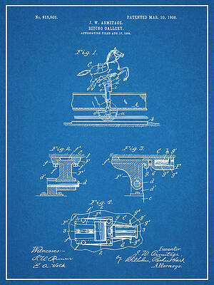 Wall Art - Drawing - 1904 Riding Gallery Patent Print Blueprint by Greg Edwards