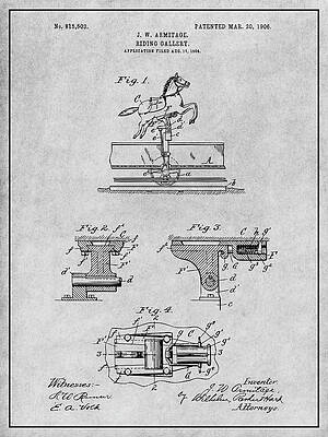 Wall Art - Drawing - 1904 Riding Gallery Patent Print Gray by Greg Edwards