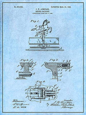 Wall Art - Drawing - 1904 Riding Gallery Patent Print Light Blue by Greg Edwards