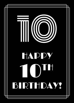 [ Thumbnail: 1920s/1930s Art Deco Style Inspired HAPPY 10TH BIRTHDAY Poster ]