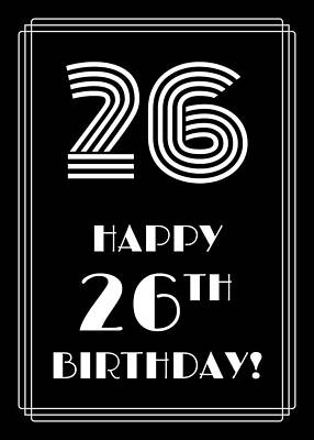 [ Thumbnail: 1920s/1930s Art Deco Style Inspired HAPPY 26TH BIRTHDAY Jigsaw Puzzle ]