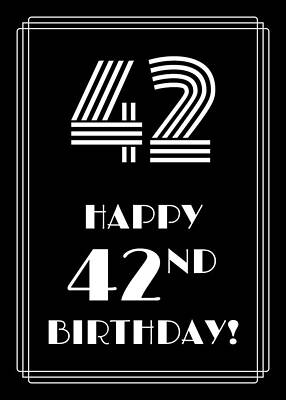 [ Thumbnail: 1920s/1930s Art Deco Style Inspired HAPPY 42ND BIRTHDAY Jigsaw Puzzle ]