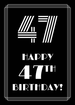[ Thumbnail: 1920s/1930s Art Deco Style Inspired HAPPY 47TH BIRTHDAY Greeting Card ]