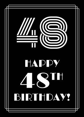 [ Thumbnail: 1920s/1930s Art Deco Style Inspired HAPPY 48TH BIRTHDAY Wood Print ]