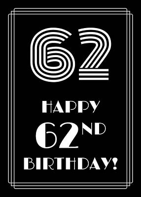 [ Thumbnail: 1920s/1930s Art Deco Style Inspired HAPPY 62ND BIRTHDAY Jigsaw Puzzle ]