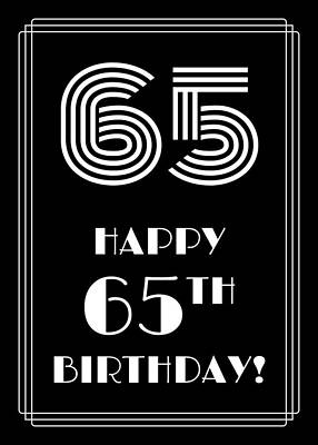 [ Thumbnail: 1920s/1930s Art Deco Style Inspired HAPPY 65TH BIRTHDAY Framed Print ]