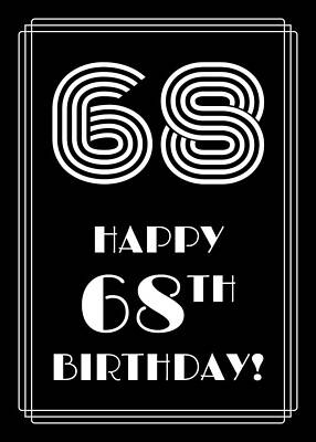 [ Thumbnail: 1920s/1930s Art Deco Style Inspired HAPPY 68TH BIRTHDAY Metal Print ]