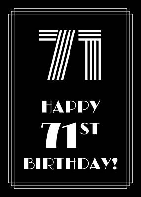 [ Thumbnail: 1920s/1930s Art Deco Style Inspired HAPPY 71ST BIRTHDAY Sticker ]