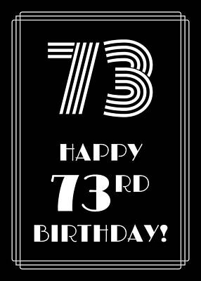 [ Thumbnail: 1920s/1930s Art Deco Style Inspired HAPPY 73RD BIRTHDAY Jigsaw Puzzle ]