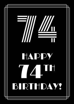 [ Thumbnail: 1920s/1930s Art Deco Style Inspired HAPPY 74TH BIRTHDAY Sticker ]