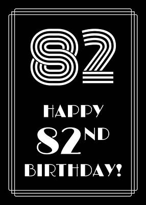 [ Thumbnail: 1920s/1930s Art Deco Style Inspired HAPPY 82ND BIRTHDAY Wood Print ]