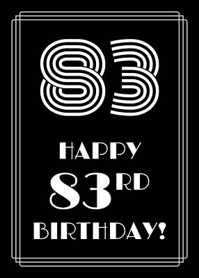 [ Thumbnail: 1920s/1930s Art Deco Style Inspired HAPPY 83RD BIRTHDAY Sticker ]