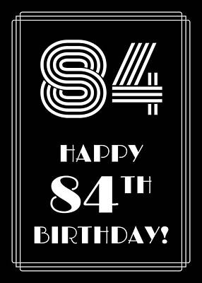 [ Thumbnail: 1920s/1930s Art Deco Style Inspired HAPPY 84TH BIRTHDAY Greeting Card ]