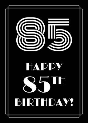 [ Thumbnail: 1920s/1930s Art Deco Style Inspired HAPPY 85TH BIRTHDAY Metal Print ]
