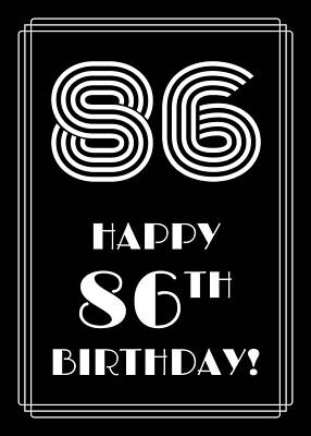 [ Thumbnail: 1920s/1930s Art Deco Style Inspired HAPPY 86TH BIRTHDAY Metal Print ]