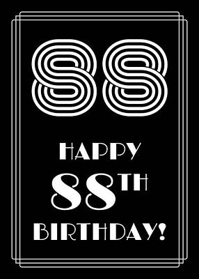 [ Thumbnail: 1920s/1930s Art Deco Style Inspired HAPPY 88TH BIRTHDAY Greeting Card ]