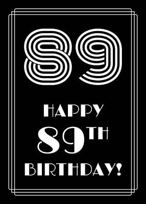 [ Thumbnail: 1920s/1930s Art Deco Style Inspired HAPPY 89TH BIRTHDAY Metal Print ]