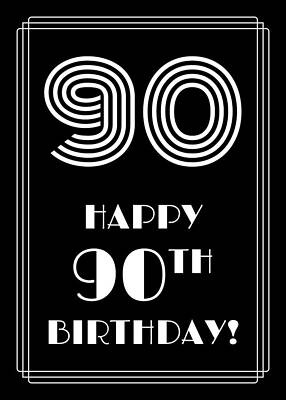 [ Thumbnail: 1920s/1930s Art Deco Style Inspired HAPPY 90TH BIRTHDAY Sticker ]