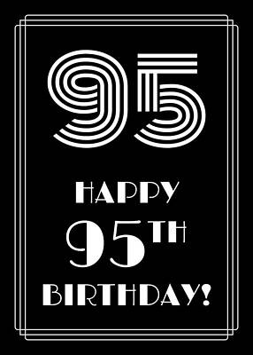 [ Thumbnail: 1920s/1930s Art Deco Style Inspired HAPPY 95TH BIRTHDAY Jigsaw Puzzle ]