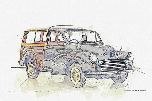 A3 Morris Minor 1000 Traveller Cutaway Drawing Wall Poster Art Picture 