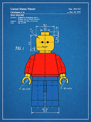 mangel tjeneren Gå op 1978 Lego Figure Colorized Patent Print Blueprint 2 Drawing by Greg Edwards  - Fine Art America