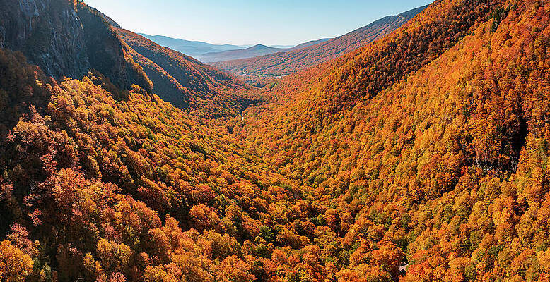 Wall Art - Photograph - Aerial view of Smugglers Notch in the fall #2 by Steven Heap